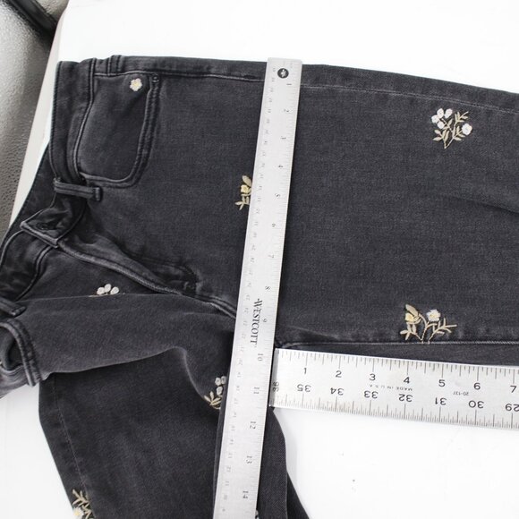 Driftwood Jeans Womens 27 Gizelle Embroidered Floral Crop Mid Rise Black Denim - Picture 7 of 13